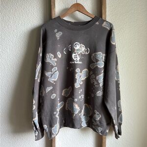 Dye Happy Tye Dye Grey Glacier Blue Graphic Sweatshirt sz: Large